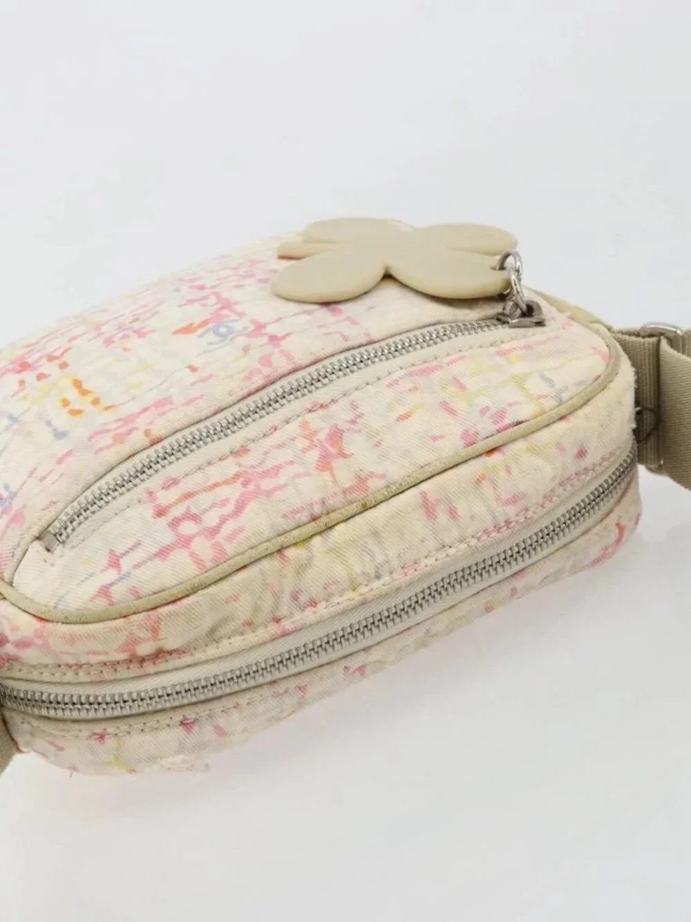 CHANEL Shoulder Bag Canvas Pink Beige Silver CC Auth BD1533